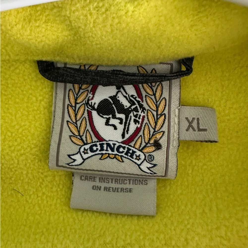 Cinch Vest Mens XL Gray and Yellow Softshell Fleece Lined Zip Pockets Outdoor